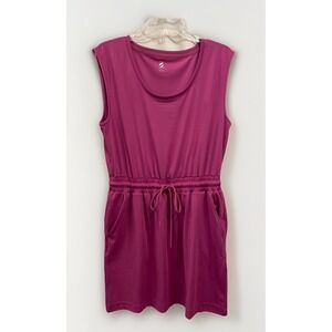 Lou & Grey Luvstretch Drawstring Pocket Dress Pink Women's Size Medium‎